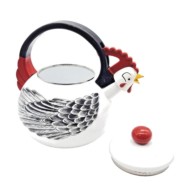 VTG M. Kamenstein Chicken Enamel Tea kettle Pot " Distressed For Display Only"