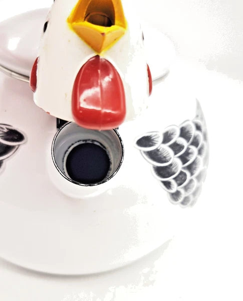 VTG M. Kamenstein Chicken Enamel Tea kettle Pot " Distressed For Display Only"