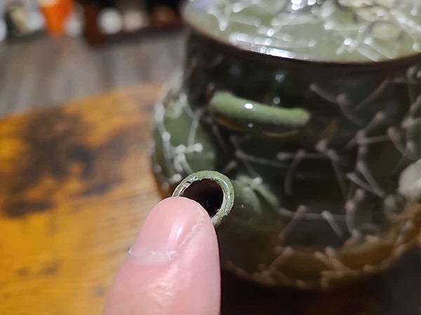 Vintage Japanese Teapot, Raised Pottery Enamel Detail,Does Have Chips