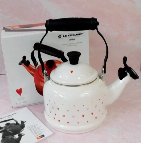 Le Creuset L'Amour Collection 1.25 Quart Demi Kettle with Heart Applique - NEW