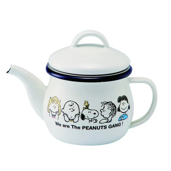 Snoopy y831 Peanuts Enamel Teapot White Kitchen Pot Vintage Used