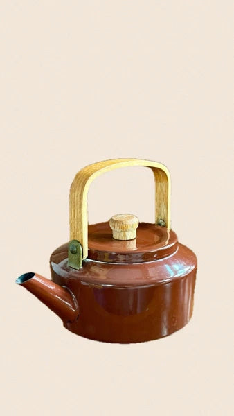 Copco Vintage Chocolate Brown Michael LAX Design #117 Enamel Tea Kettle