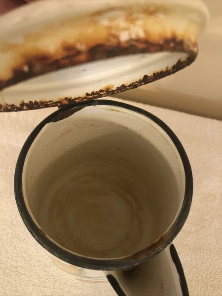 enamelware painted vegetables coffee pot signed davidson 1974