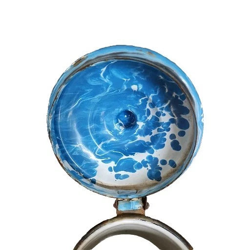 Vintage French Blue Splatterware Enamel Pitcher Perfectly Primitive Coffee...