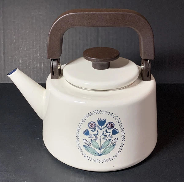 Tea Kettle Enamel Metal Prints and Textiles Flowers Jen Hewett World Market