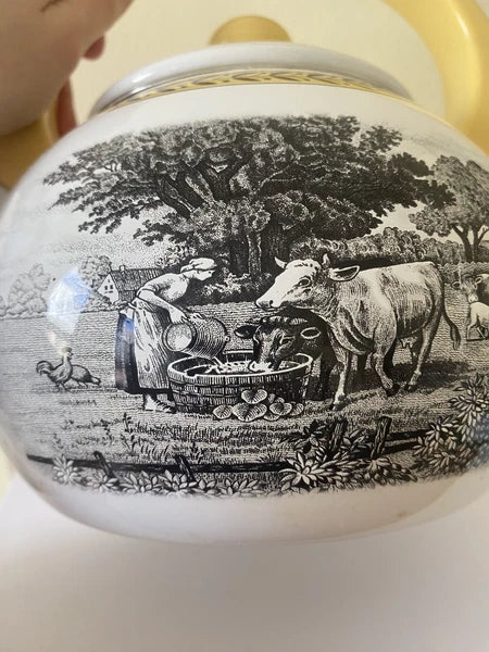 Rare Vintage Villeroy & Boch Audun Ferme Enamel Tea Kettle Teapot AS IS