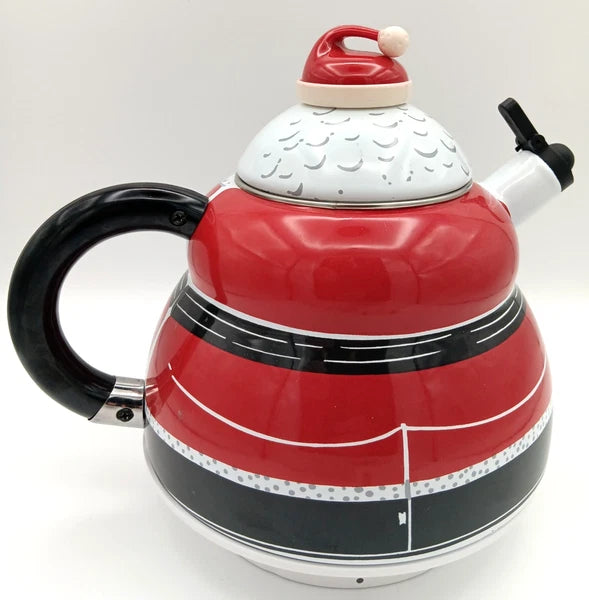 ROSCHO Santa Claus Enamel Whistling Tea Kettle Holiday 3 Quart - NEW