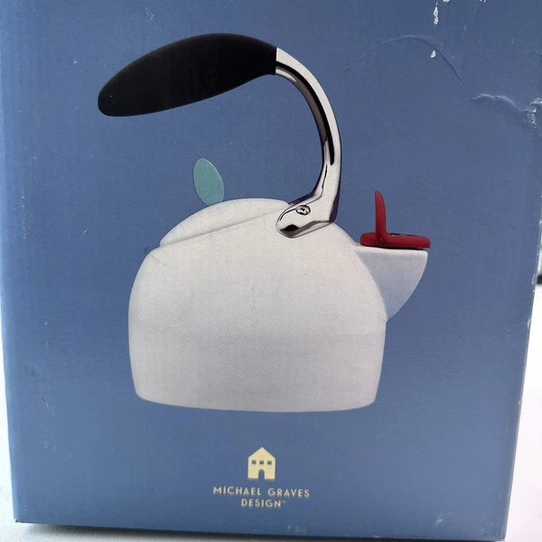 Vintage Michael Graves Design Tea Kettle (White Enamel) New In Box
