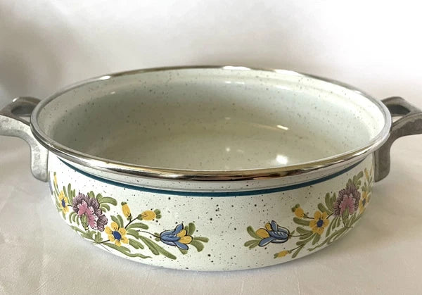 RARE SET - Vintage ASTA Enamel Cookware Teapot, Casserole Pot, & Fondue Set