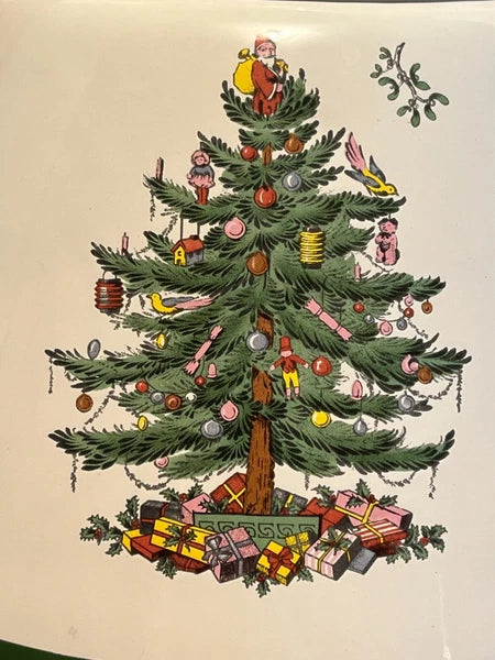 Vintage Spode Christmas Tree Enamel Teapot Kettle With Lid Good Condition