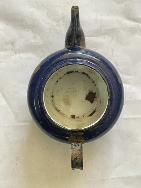 VINTAGE OLD UNIQUE H & C PORCELAIN ENAMEL MILK TEA POT / KETTLE KITCHENWARE