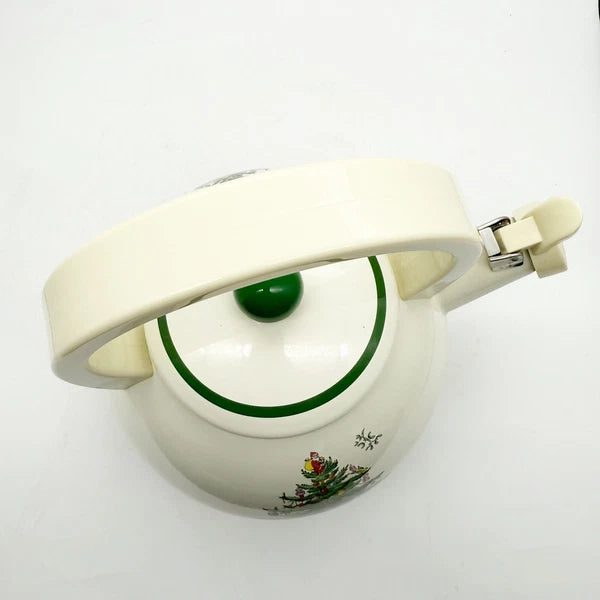 Spode Christmas Tree Whistling Tea Kettle 2.2 quart - Porcelain Enamel on Steel