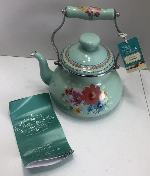 Pioneer Woman ~ Breezy Blossom ~ 1.9-Quart Tea Kettle ~ Enamel on Steel ~ Floral