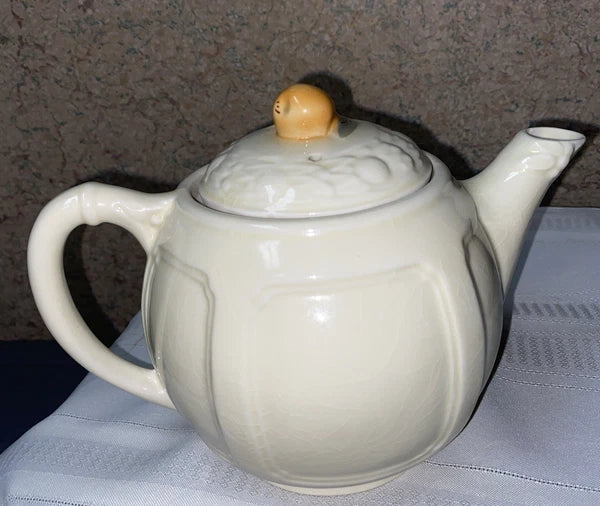 Vintage Porcelier Vitreous Tea Pot Pink Rose Pear On  Lid - 1930-1940's