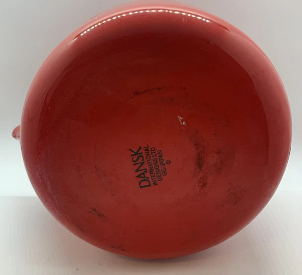 Mid century modern vintage Dansk Gunnar Cyren tea pot kettle early 70s enamelRed