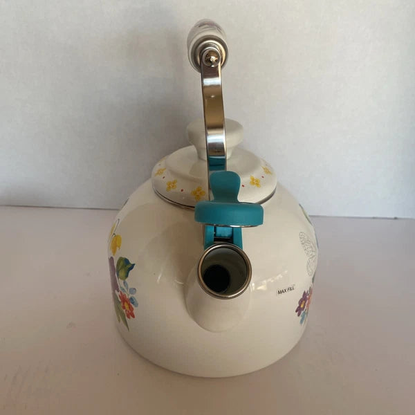 Pioneer Woman ~ Blooming Bouquet ~ 2-Quart Tea Kettle ~ Enamel on Steel ~ Floral
