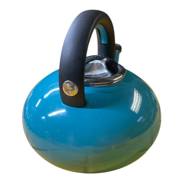 Circulon Enamel on Steel 2 Quart Whistling Teakettle Teal Turquoise Blue