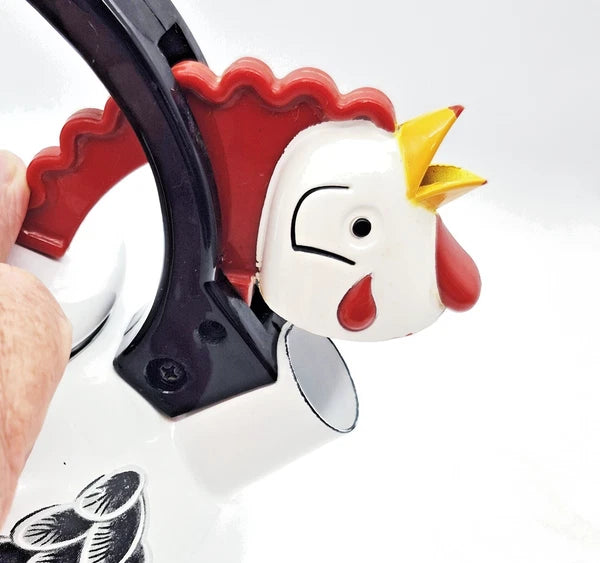 VTG M. Kamenstein Chicken Enamel Tea kettle Pot " Distressed For Display Only"