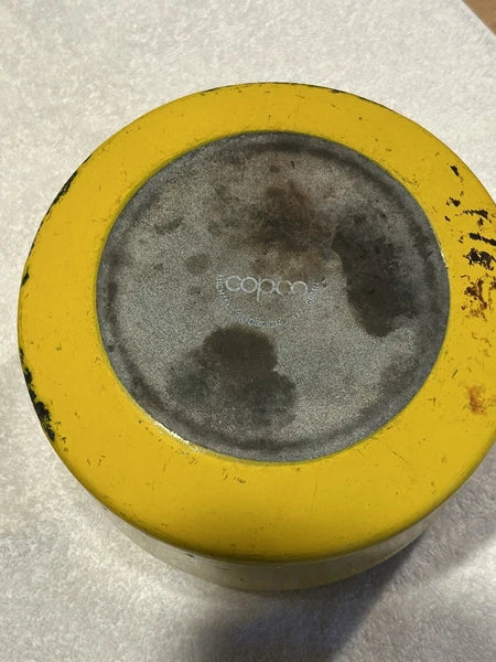 Enamelware Yellow teapot w wooden bentwood handle Copco Michael Lax Kettle retro