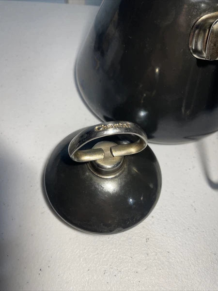CHANTAL Vintage 1980s Retro TEA KETTLE 1.7 Quart Dark Green  Enamel-On-Steel