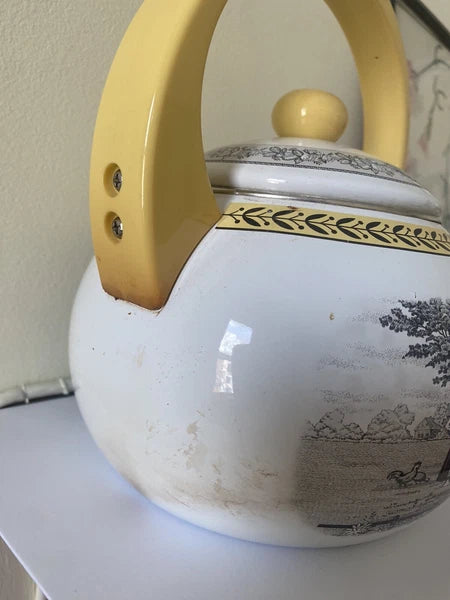 Rare Vintage Villeroy & Boch Audun Ferme Enamel Tea Kettle Teapot AS IS