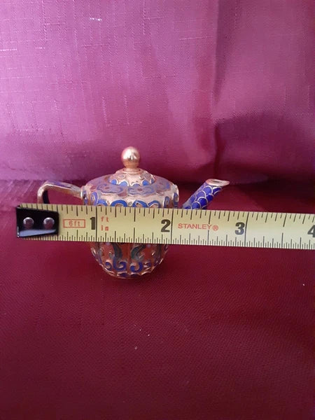 Cloisonne Enamel Miniature Teapot Hong Kong