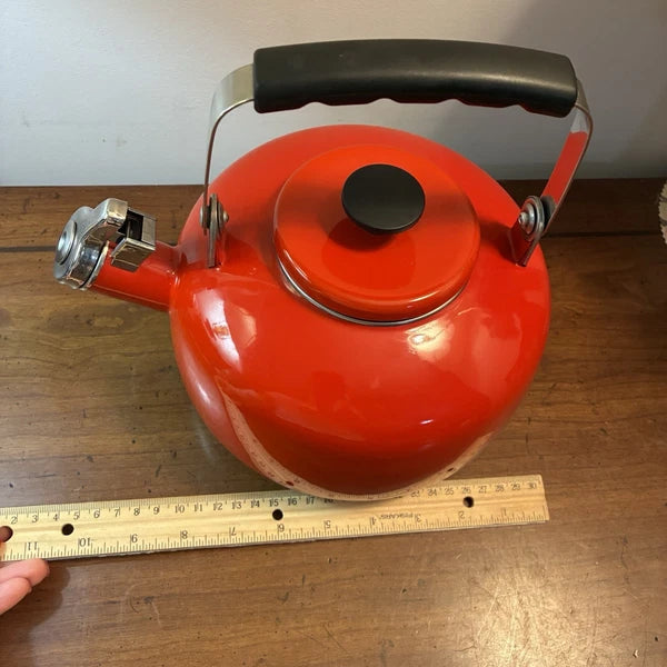 Martha Stewart Collection 2.5 Qt. Enamel on Steel Tea Kettle Ferrari Red