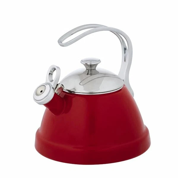 COPCO 2 QT Whistling Tea Pot Kettle Rich Cherry Red Enamel on Steel