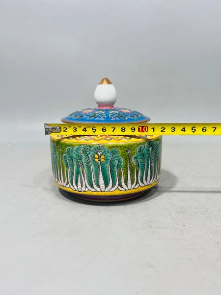 Antique gilded enamel tea jar