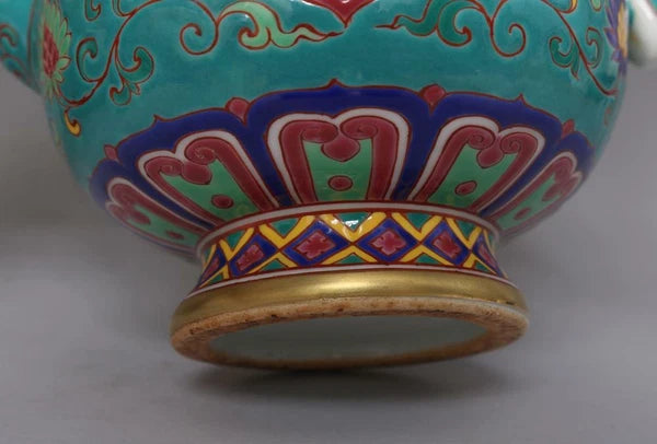 OLD LARGE RARE CHINESE PORCELAIN CLOISONNE TEAPOT XUANDE MARKED 23CM E170