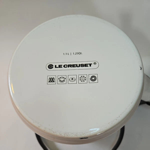 Vintage Le Creuset Whistling Tea Kettle White Enamel Steel 1.25  - Enamel/Steel