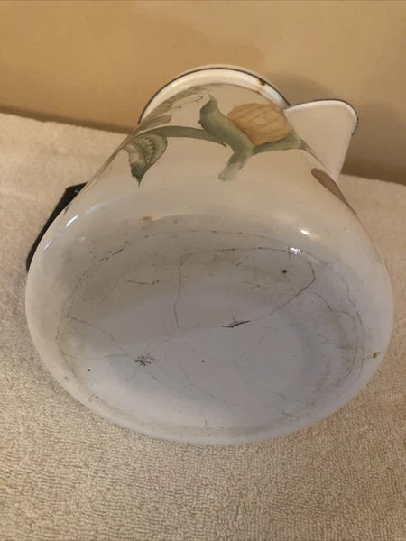 enamelware painted vegetables coffee pot signed davidson 1974