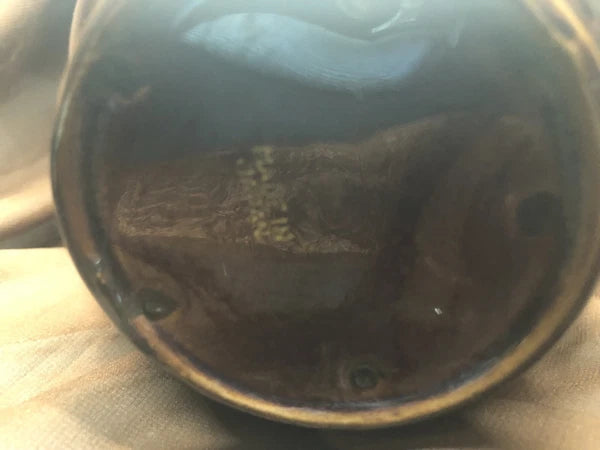 Vintag Brown Betty Tea Pot- Gold Trim Moriage Enameled Flowers, 5 1/4" Japan