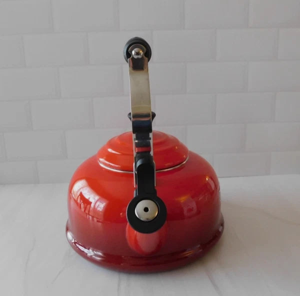 Le Creuset Enamel on Steel 1.7 Quart Whistling Tea Kettle in Cerise - New