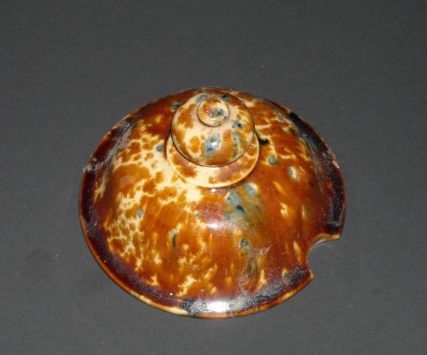 Early Rockingham Glazed Yellow Ware Flint Enamel Tea Pot/Coffee Pot Lid Pottery