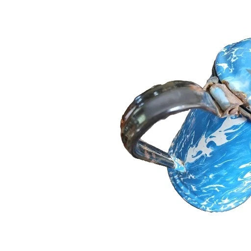 Vintage French Blue Splatterware Enamel Pitcher Perfectly Primitive Coffee...