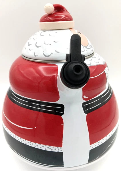 ROSCHO Santa Claus Enamel Whistling Tea Kettle Holiday 3 Quart - NEW
