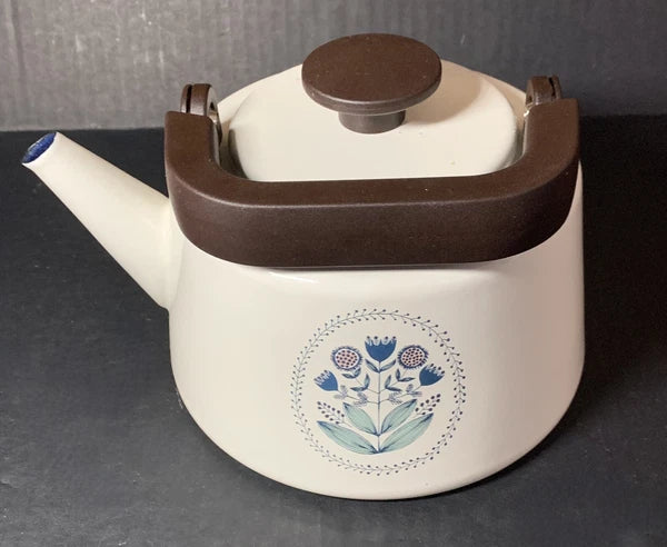 Tea Kettle Enamel Metal Prints and Textiles Flowers Jen Hewett World Market