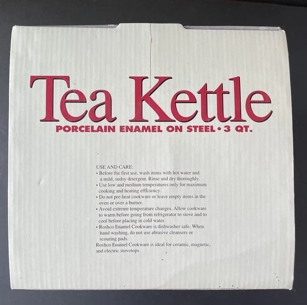 Roshco Enamel 3 Quart Santa Clause Whistling Teapot Kettle w/ Box