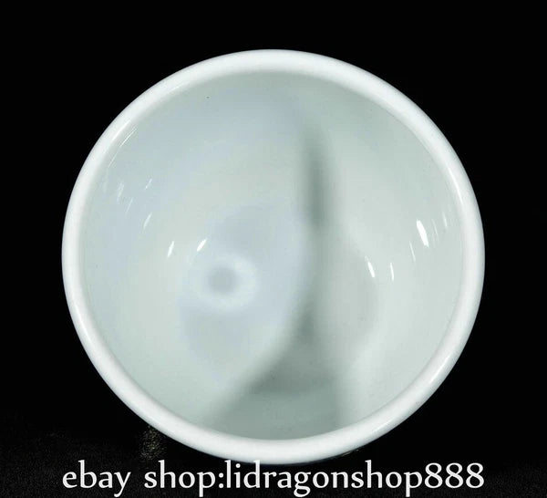 3.7" Qianlong Marked Enamel Porcelain Dragon Beast Pattern Wine Tea Cup Pair