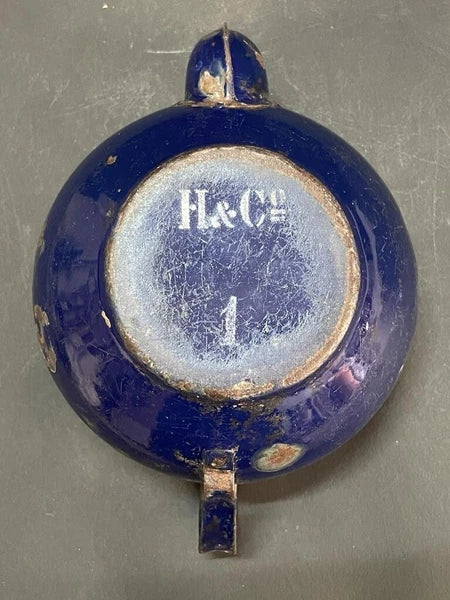 VINTAGE OLD UNIQUE H & C PORCELAIN ENAMEL MILK TEA POT / KETTLE KITCHENWARE