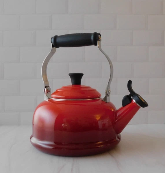 Le Creuset Enamel on Steel 1.7 Quart Whistling Tea Kettle in Cerise - New
