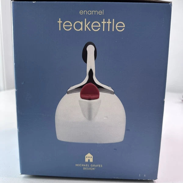 Vintage Michael Graves Design Tea Kettle (White Enamel) New In Box