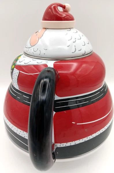 ROSCHO Santa Claus Enamel Whistling Tea Kettle Holiday 3 Quart - NEW