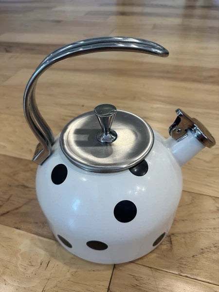 Kate Spade Deco Dot Tea Kettle By Lenox "Whistle While You Work" 2.5 Qt