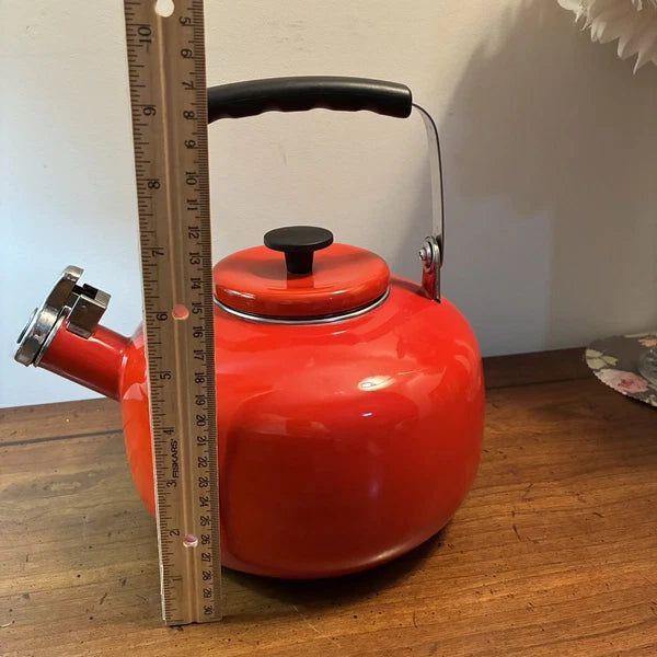 Martha Stewart Collection 2.5 Qt. Enamel on Steel Tea Kettle Ferrari Red