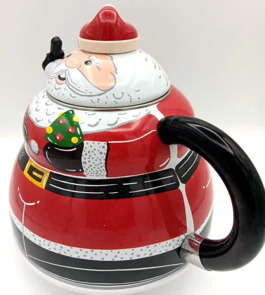 ROSCHO Santa Claus Enamel Whistling Tea Kettle Holiday 3 Quart - NEW