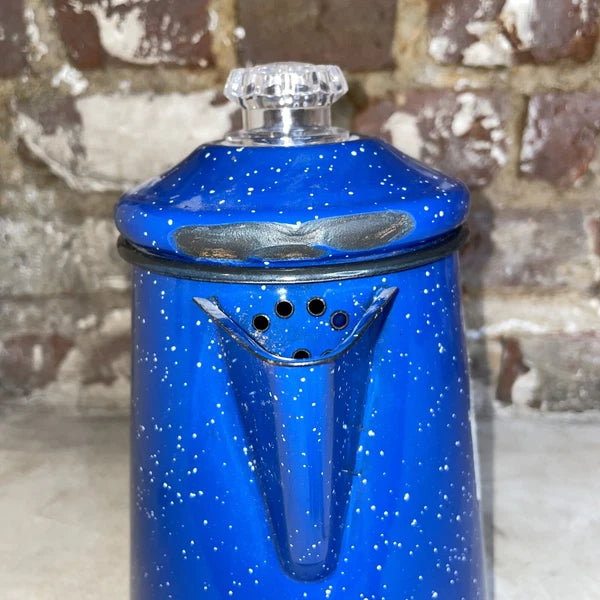Enamelware Graniteware Blue Speckled Coffee Pot Cooking Camping Teapot