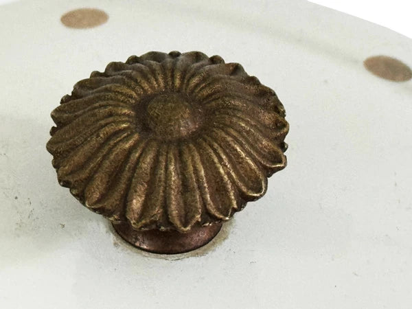 GEORGES BRIARD Tea Kettle Enamelware Fruit Vegetables Gold Accents Mid Century