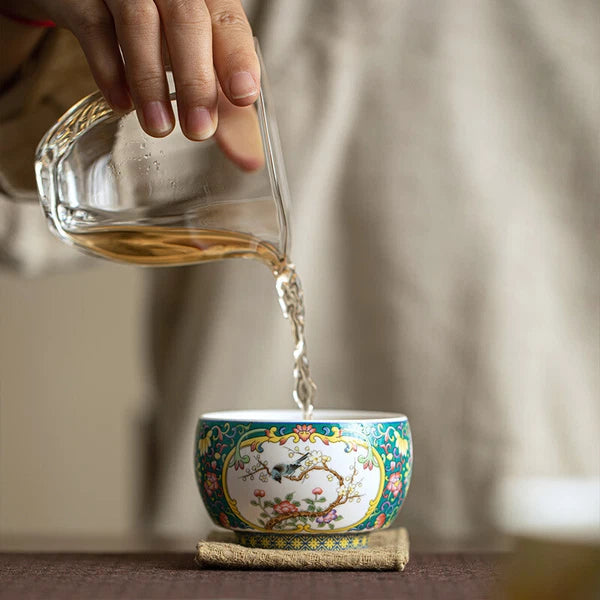 Dehua mutton Fat Jade Porcelain Teacup Enamel Ceramic Tea Set